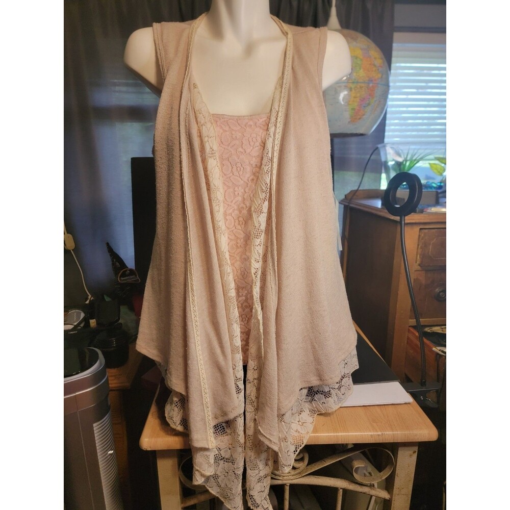 Light Pink Duster With Lace By Perch Sz L